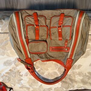 Cole Haan Tan Nylon Orange Leather Trimmed